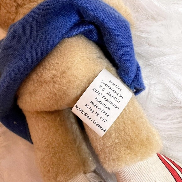 The Chipmunks Burger King SIMON Plush Stuffed Figure Doll Vintage 1987 Alvin Toy - Picture 6 of 8